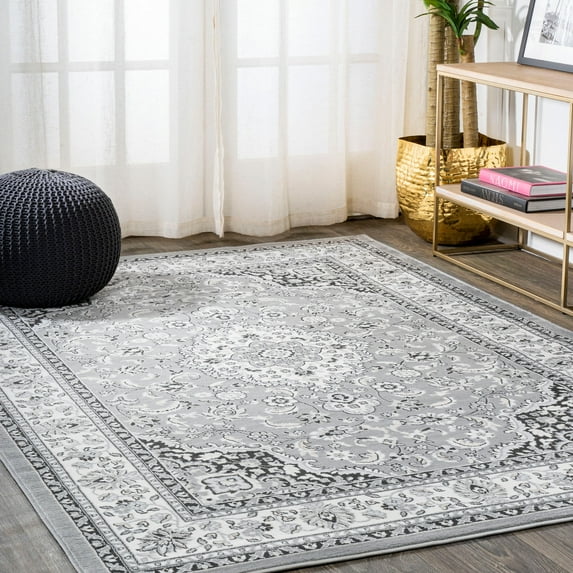 JONATHAN Y MODERN PERSIAN Palmette Floral Area Rug, 3 x 5, Gray/Cream