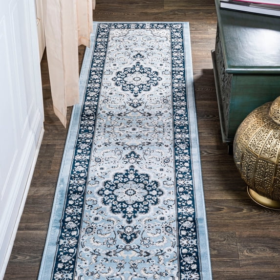 JONATHAN Y MODERN PERSIAN 2 x 8 Runner Rug, Palmette Floral - Blue/Navy, MDP503E-28