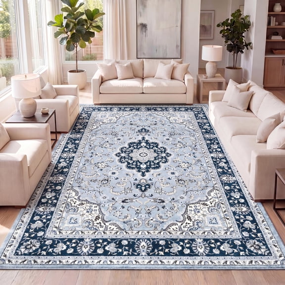 JONATHAN Y MODERN PERSIAN 5 x 8 Area Rug, Palmette Floral - Blue/Navy, MDP503E-5
