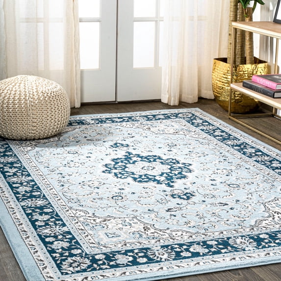 JONATHAN Y MODERN PERSIAN 8 x 10 Area Rug, Palmette Floral - Blue/Navy, MDP503E-8