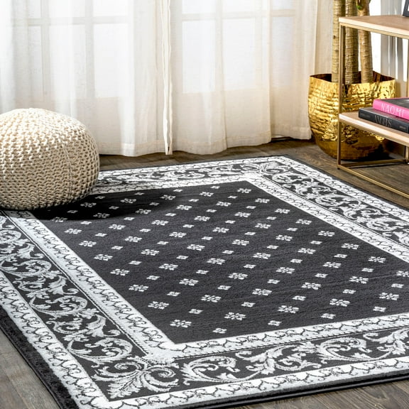 JONATHAN Y MODERN PERSIAN 3 x 5 Area Rug, Acanthus French Border - Black/Gray, MDP504A-3