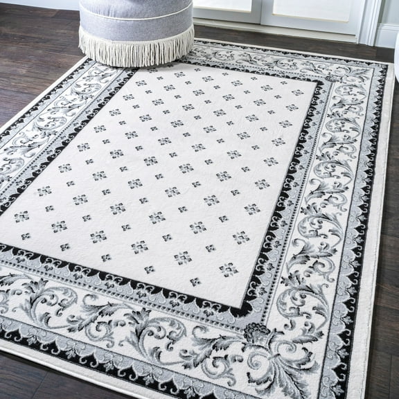 JONATHAN Y MODERN PERSIAN 8 x 10 Area Rug, Acanthus French Border - Cream/Light Gray, MDP504B-8