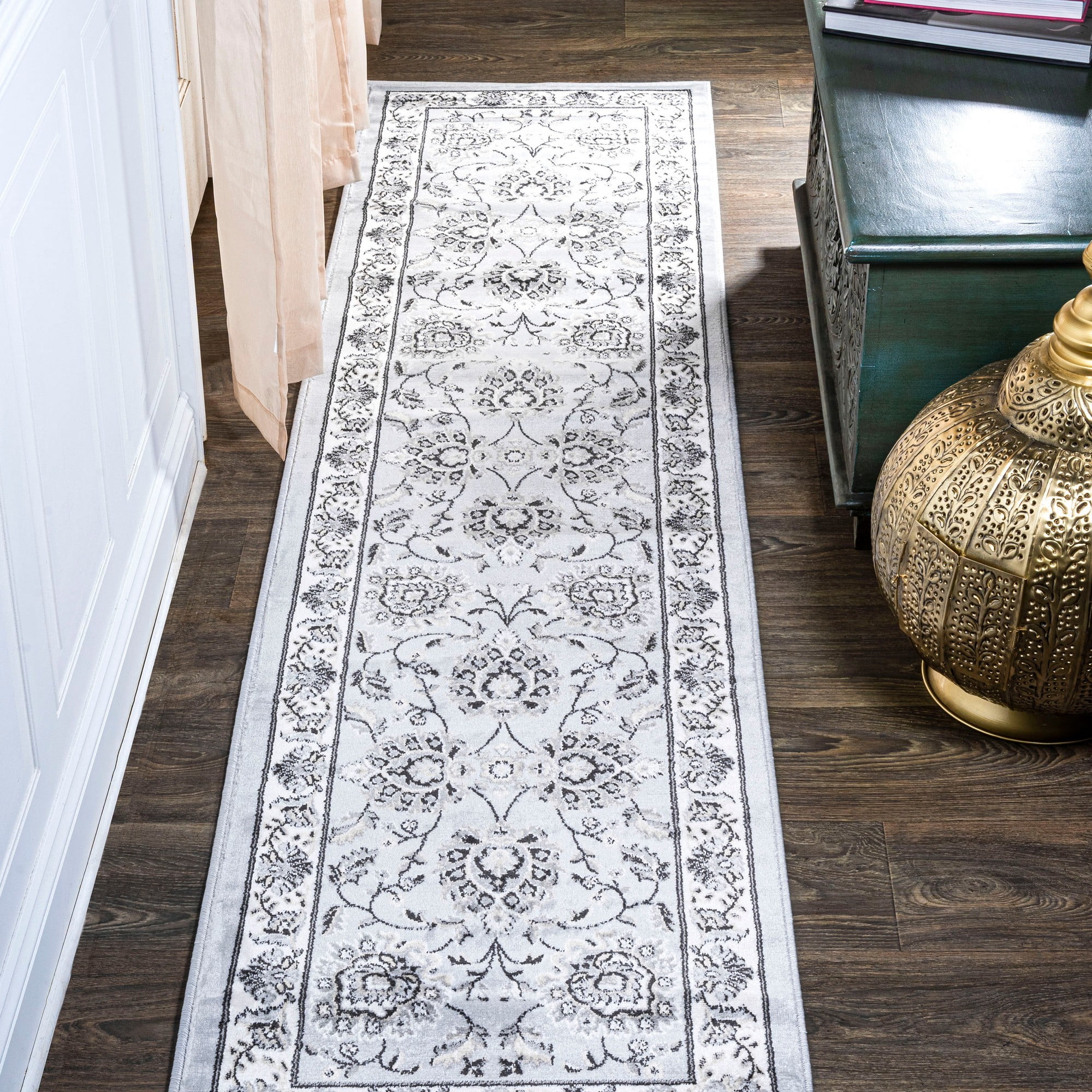 JONATHAN Y Cherie French Cottage Area Rug 8x10 - Blue/Cream Vintage Bohemian, Easy Clean & Pet Friendly