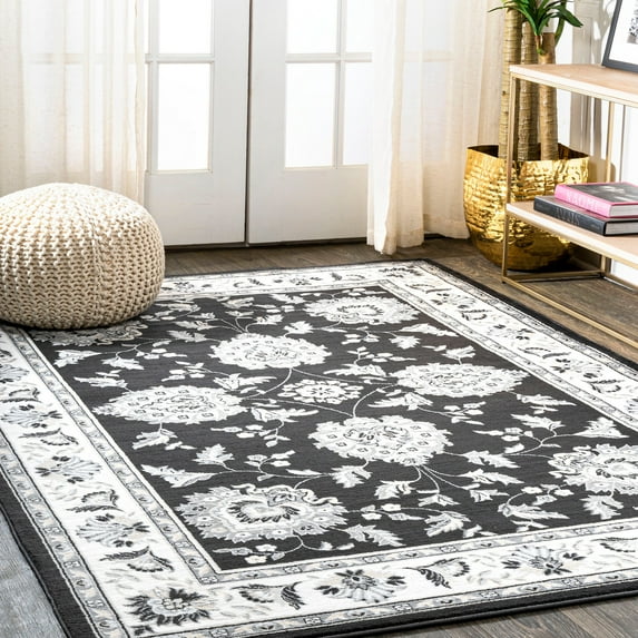JONATHAN Y MODERN PERSIAN Cherie French Cottage Area Rug, 5 x 8, Black/Cream