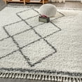 thumbnail image 1 of JONATHAN Y MERCER SHAG 4 x 6 Area Rug, Mercer Plush Tassel Moroccan Geometric Trellis - Cream/Gray, MCR103B-4, 1 of 3