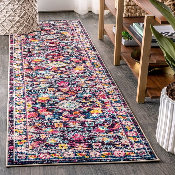 JONATHAN Y MODERN PERSIAN 2 x 8 Runner Rug, Boho Floral - Multi/Purple, MDP200A-28