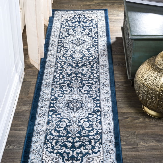 JONATHAN Y MODERN PERSIAN 2 x 8 Runner Rug, Palmette Floral - Navy/Blue, MDP503D-28