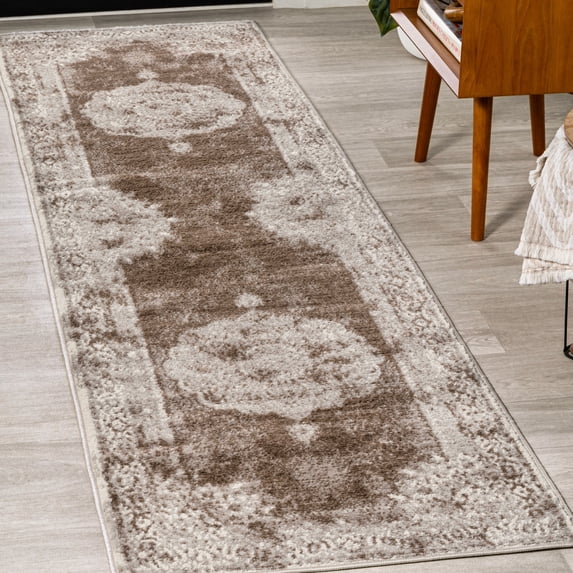 JONATHAN Y MODERN PERSIAN 2 x 8 Runner Rug, Rosalia Cottage Medallion - Cream/Brown, MDP402B-28