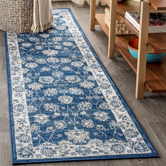 JONATHAN Y MODERN PERSIAN 2 x 8 Runner Rug, Vintage Moroccan Traditional - Navy/Light Gray, MDP101A-28