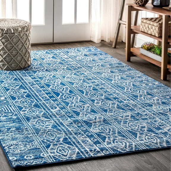 JONATHAN Y MOROCCAN HYPE 5 x 8 Area Rug, Boho Vintage Tribal - Blue/Gray, MOH100A-5