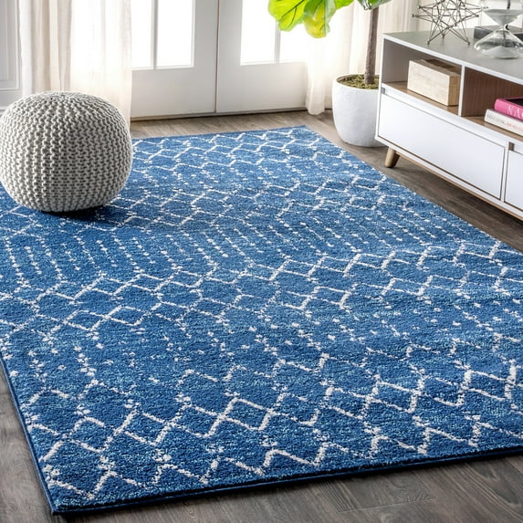 JONATHAN Y MOROCCAN HYPE 3 x 5 Area Rug, Boho Vintage Diamond - Blue/White, MOH101A-3