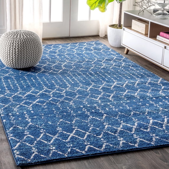 JONATHAN Y MOROCCAN HYPE 8 x 10 Area Rug, Boho Vintage Diamond - Blue/White, MOH101A-8