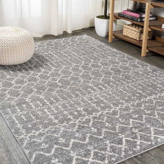 JONATHAN Y MOROCCAN HYPE 8 x 10 Area Rug, Boho Vintage Diamond - Gray/Ivory, MOH101C-8