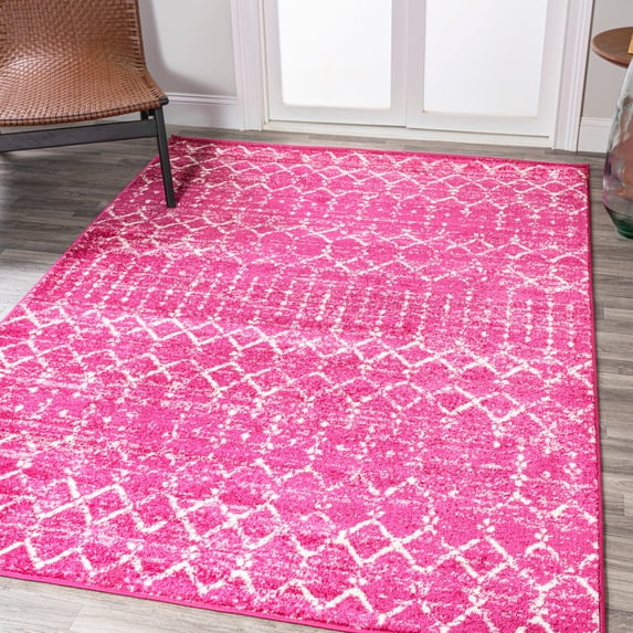 JONATHAN Y MOROCCAN HYPE 8 x 10 Area Rug, Boho Vintage Diamond - Fuchsia/Ivory, MOH101G-8
