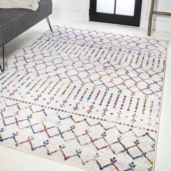JONATHAN Y MOROCCAN HYPE 3 x 5 Area Rug, Boho Vintage Diamond - Cream/Multi, MOH101H-3