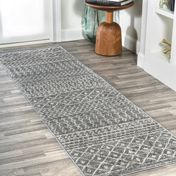 JONATHAN Y MOROCCAN HYPE 2 x 8 Runner Rug, Arta Moroccan Vintage Geometric - Gray/Cream, MOH106B-28