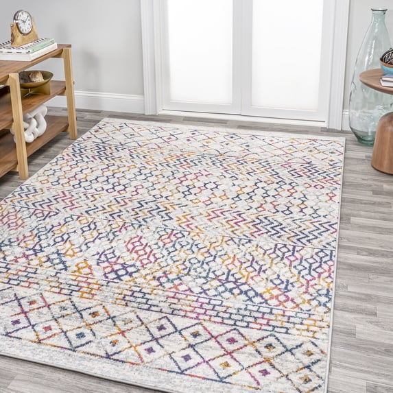 JONATHAN Y MOROCCAN HYPE 3 x 5 Area Rug, Arta Moroccan Vintage Geometric - Multi/Cream, MOH106C-3