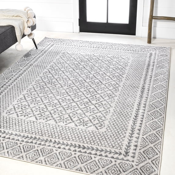 JONATHAN Y MOROCCAN HYPE 8 x 10 Area Rug, Athens Geometric Boho - Gray/Cream, MOH107A-8