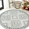 thumbnail image 1 of JONATHAN Y MOROCCAN HYPE 4' Round Area Rug, Amir Moroccan Beni Souk - Cream/Gray, MOH200B-4R, 1 of 10
