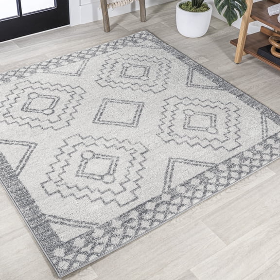 JONATHAN Y MOH200B-9SQ Amir Moroccan Beni Souk Cream/Gray 9' Square Area Rug