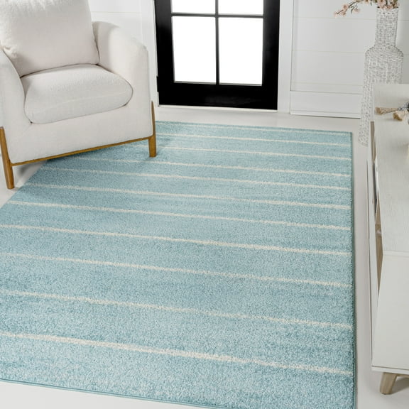 JONATHAN Y MOROCCAN HYPE 8 x 10 Area Rug, Williamsburg Minimalist Stripe - Turquoise/Cream, MOH201B-8