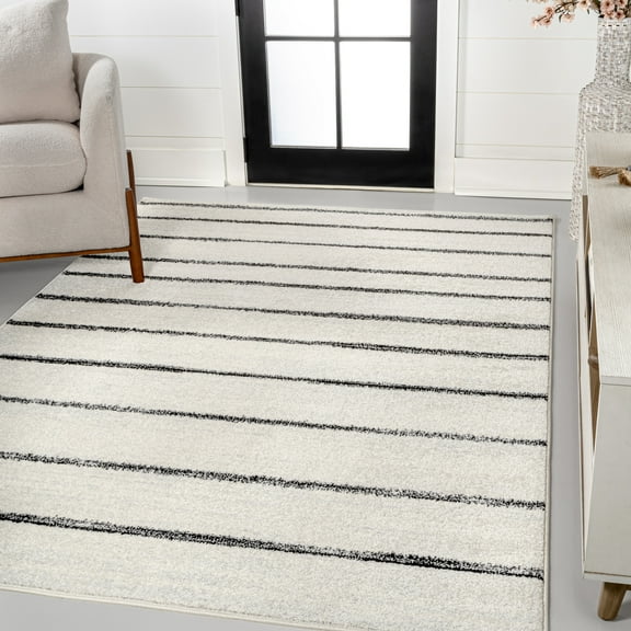 JONATHAN Y MOROCCAN HYPE 4 x 6 Area Rug, Williamsburg Minimalist Stripe - Cream/Black, MOH201D-4
