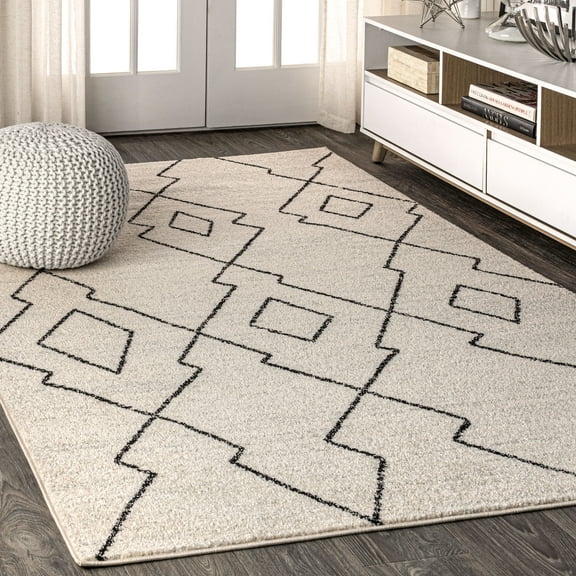 JONATHAN Y MOROCCAN HYPE 4 x 6 Area Rug, Alia Moroccan Beni Souk - Cream/Black, MOH202A-4