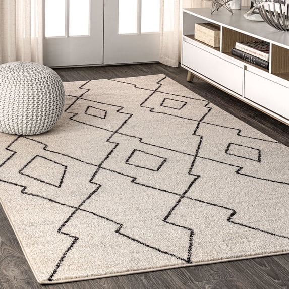 JONATHAN Y MOROCCAN HYPE 8 x 10 Area Rug, Alia Moroccan Beni Souk - Cream/Black, MOH202A-8