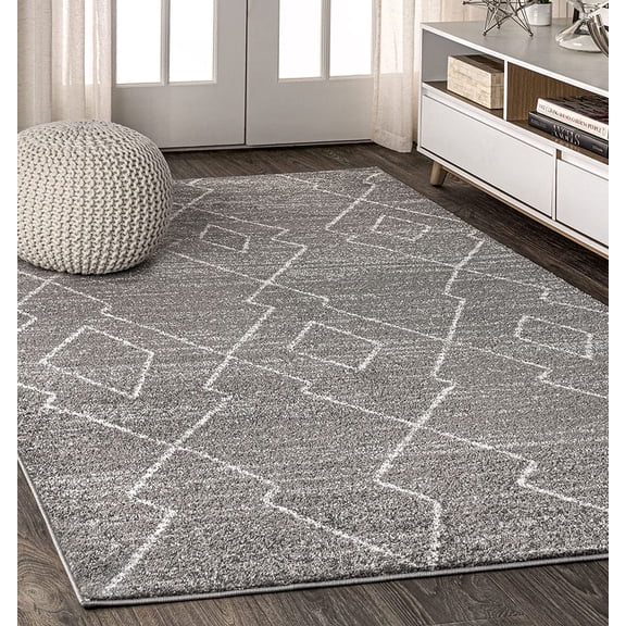 JONATHAN Y MOH202B-3 Alia Moroccan Beni Souk Indoor Farmhouse Area Rug Bohemian Minimalistic Geometric Easy-Cleaning Bedroom Kitchen Living Room Non Shedding, 3 X 5, Gray,Cream