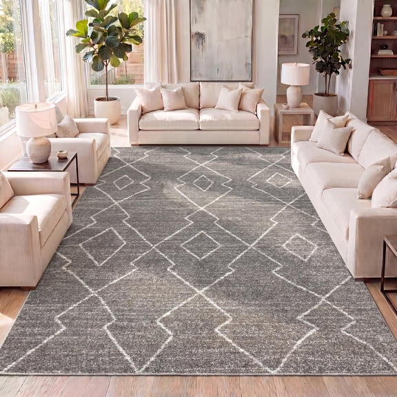 JONATHAN Y MOROCCAN HYPE 5 x 8 Area Rug, Alia Moroccan Beni Souk - Gray/Cream, MOH202B-5