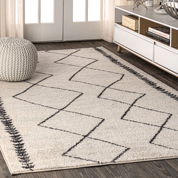 JONATHAN Y MOROCCAN HYPE 4 x 6 Area Rug, Zaina Moroccan Beni Souk - Cream/Black, MOH203A-4