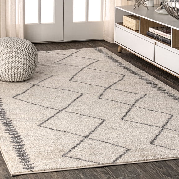 JONATHAN Y MOROCCAN HYPE 3 x 5 Area Rug, Zaina Moroccan Beni Souk - Cream/Gray, MOH203B-3