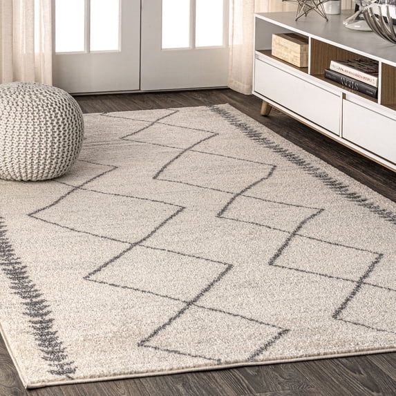 JONATHAN Y MOROCCAN HYPE 5 x 8 Area Rug, Zaina Moroccan Beni Souk - Cream/Gray, MOH203B-5
