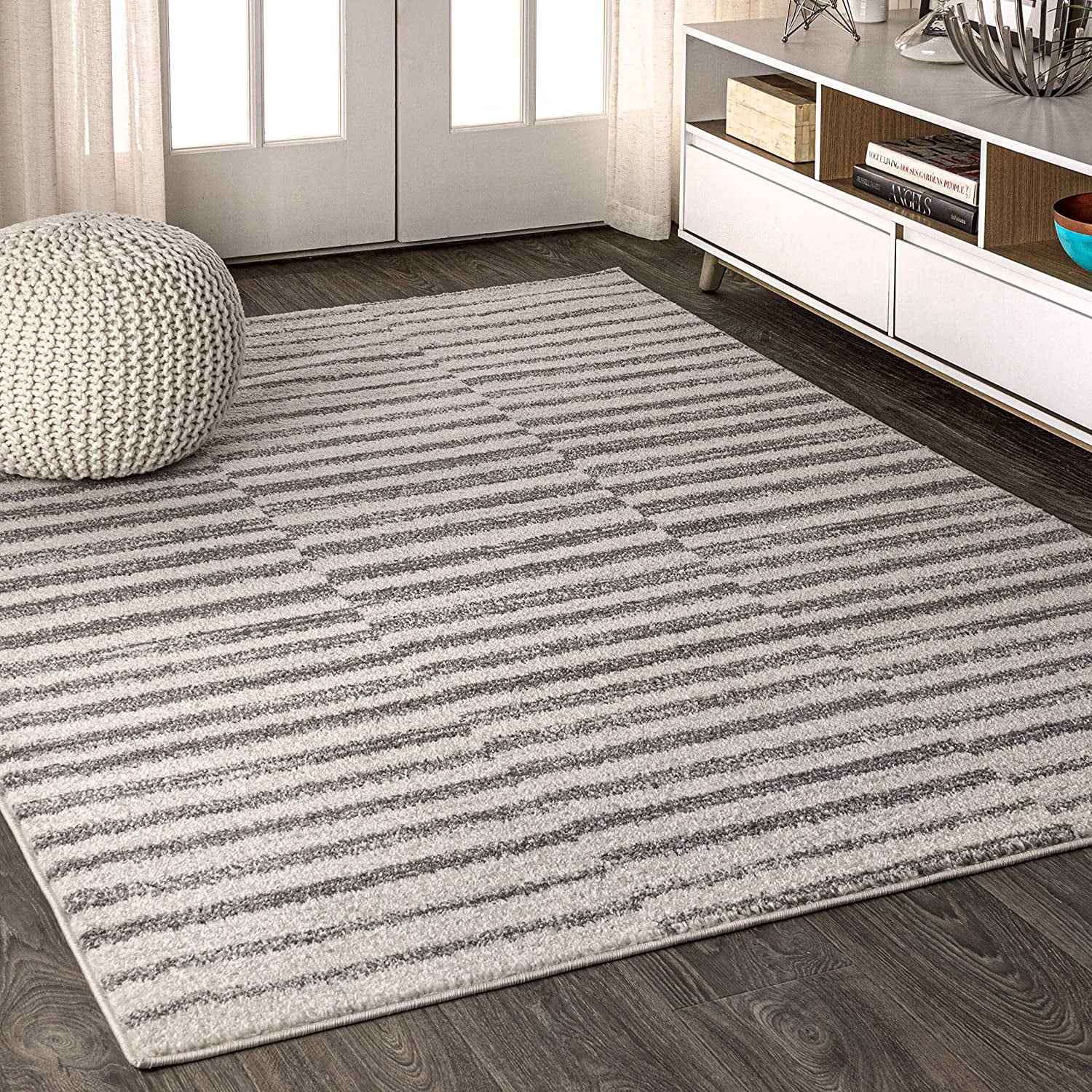 JONATHAN Y MOH204A-3 Lyla Offset Stripe Indoor Farmhouse Area-Rug ...