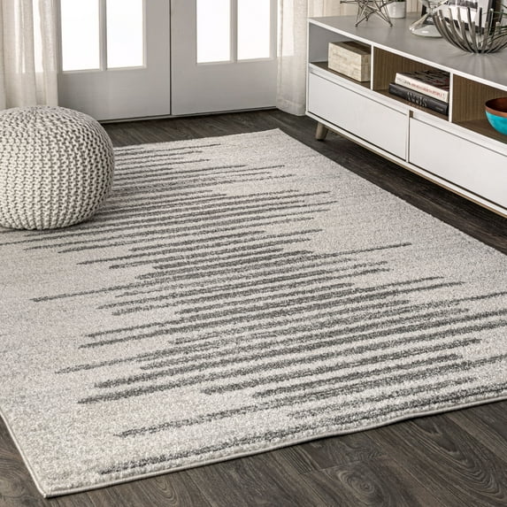 JONATHAN Y MOROCCAN HYPE 4 x 6 Area Rug, Aya Berber Stripe Geometric - Cream/Gray, MOH205A-4
