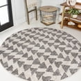 thumbnail image 1 of JONATHAN Y MOROCCAN HYPE 9' Round Area Rug, Aisha Moroccan Triangle Geometric - Cream/Gray, MOH206B-9R, 1 of 9