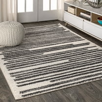 JONATHAN Y MOH207A-3 Khalil Modern Berber Stripe Cream/Black 3 ft. x 5 ft. Area Rug, Contemporary Bohemian, Pet Friendly, Stain Resistant, Easy to Clean, for Living Room; Kitchen, Bedroom