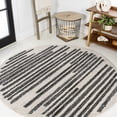 thumbnail image 1 of JONATHAN Y MOROCCAN HYPE 4' Round Area Rug, Khalil Berber Stripe - Cream/Black, MOH207A-4R, 1 of 10