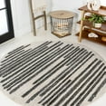thumbnail image 1 of JONATHAN Y MOROCCAN HYPE 5' Round Area Rug, Khalil Berber Stripe - Cream/Black, MOH207A-5R, 1 of 8