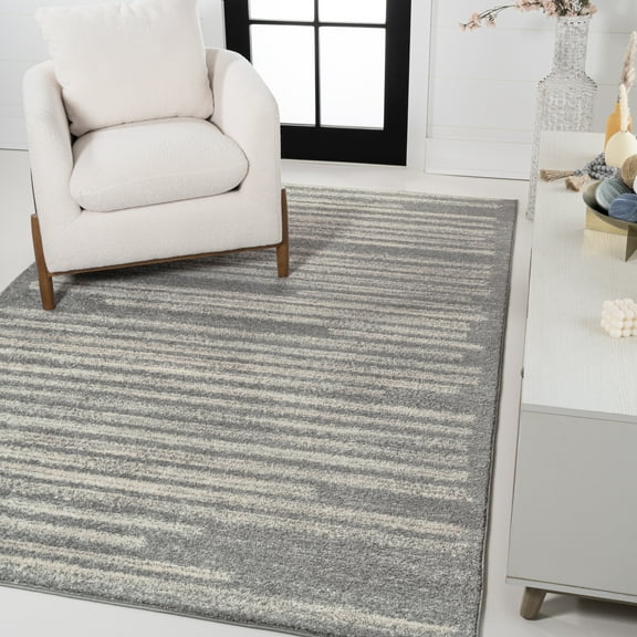JONATHAN Y MOROCCAN HYPE 4 x 6 Area Rug, Khalil Berber Stripe - Gray/Cream, MOH207G-4
