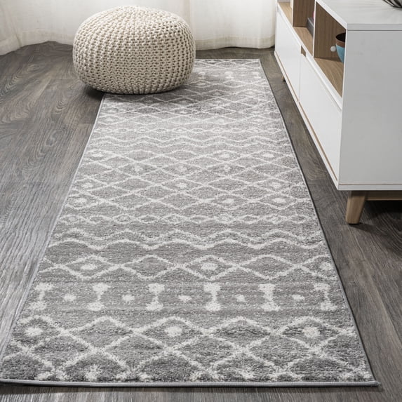 JONATHAN Y MOROCCAN HYPE 2 x 8 Runner Rug, Aksil Moroccan Beni Souk - Gray/Cream, MOH208C-28