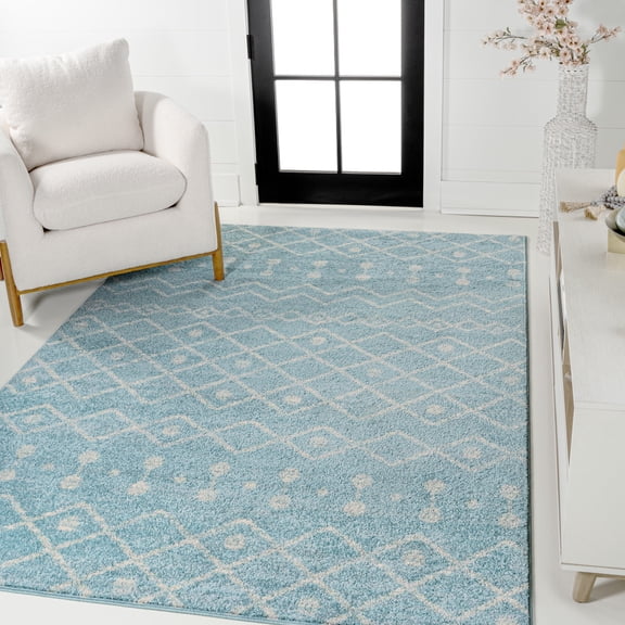 JONATHAN Y MOROCCAN HYPE 4 x 6 Area Rug, Aksil Moroccan Beni Souk - Turquoise/Cream, MOH208D-4