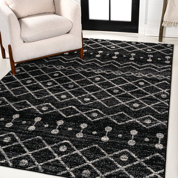 JONATHAN Y MOROCCAN HYPE 4 x 6 Area Rug, Aksil Moroccan Beni Souk - Black/Cream, MOH208E-4