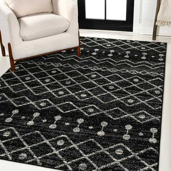 JONATHAN Y MOROCCAN HYPE 8 x 10 Area Rug, Aksil Moroccan Beni Souk - Black/Cream, MOH208E-8