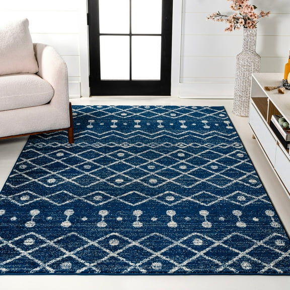 JONATHAN Y MOROCCAN HYPE 3 x 5 Area Rug, Aksil Moroccan Beni Souk - Navy/Cream, MOH208G-3