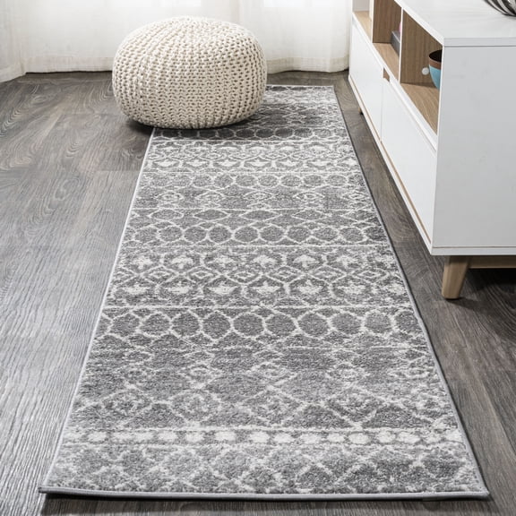 JONATHAN Y MOROCCAN HYPE 2 x 8 Runner Rug, Izil Moroccan Beni Souk - Gray/Cream, MOH209B-28