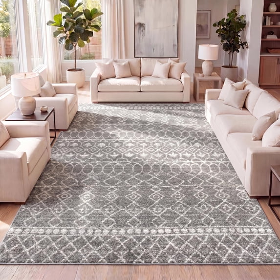 JONATHAN Y MOROCCAN HYPE 5 x 8 Area Rug, Izil Moroccan Beni Souk - Gray/Cream, MOH209B-5