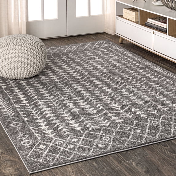 JONATHAN Y MOROCCAN HYPE 5 x 8 Area Rug, Ziri Moroccan Geometric - Gray/Cream, MOH210B-5
