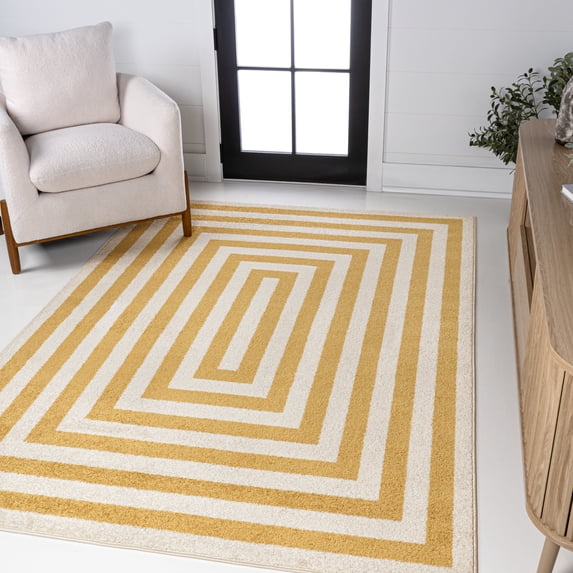 JONATHAN Y MOROCCAN HYPE 4 x 6 Area Rug, Bandol Mitre Stripe - Yellow/Ivory, MOH211G-4