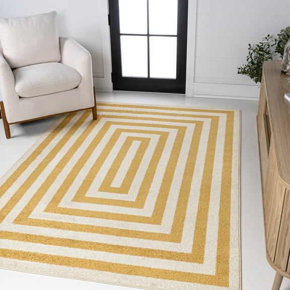 JONATHAN Y MOROCCAN HYPE 5 x 8 Area Rug, Bandol Mitre Stripe - Yellow/Ivory, MOH211G-5